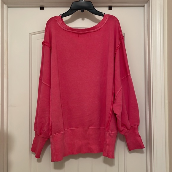 NEW FREE PEOPLE Camden Sweatshirt BARBIE PINK XS - Picture 10 of 10